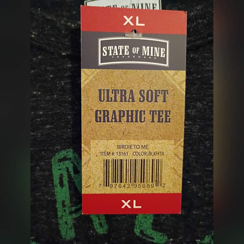 State of Mind Men's Black Tee with Green Golf Graphic Sz XL - Picture 3 of 7